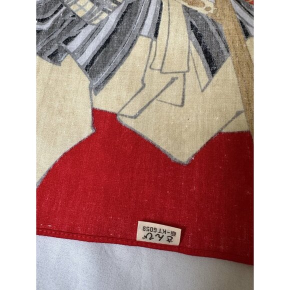 Vintage Japanese Kabuki “Kanjinchō” Handkerchief Traditional Theater Art 18x17 - Picture 4 of 5